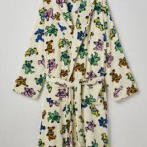 Urban Outfitters Cream Robe with Multicolor Bear Pattern